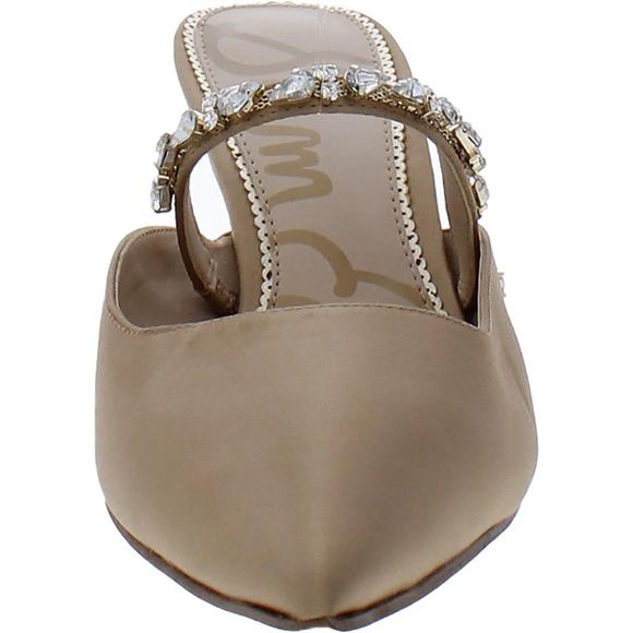 Sam Edelman Womens Jena Tan Satin Embellished Pumps D'Orsay Heels Shoes NWOB - Picture 3 of 4